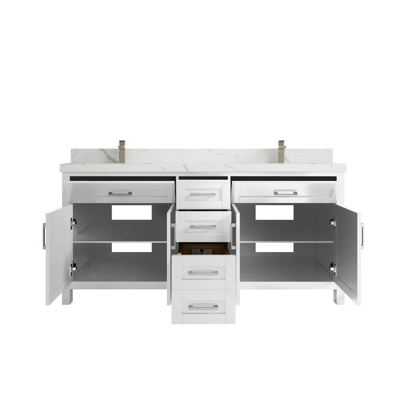 Ensemble de meuble-lavabo double 72 po Cambridge, Calacatta Laza