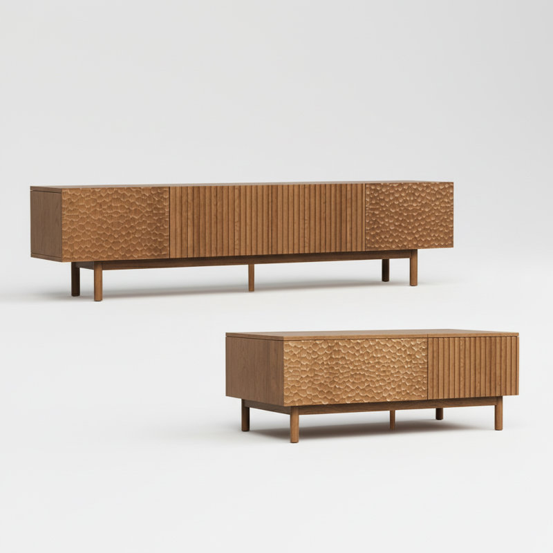 Meuble télé et table basse style Mid-Century moderne (ensemble de 2)