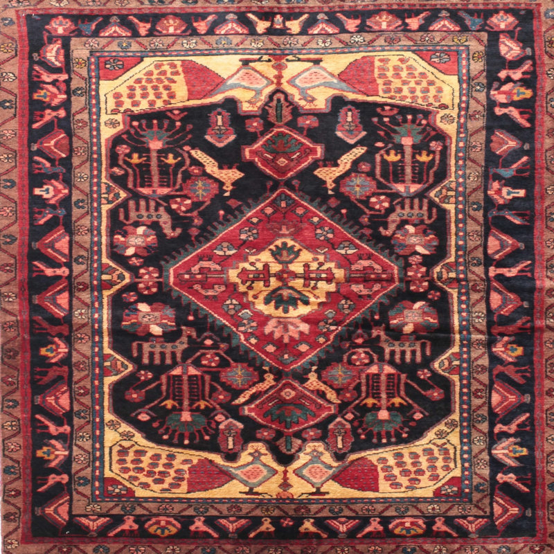 Tapis noir Southwestern, Carré 8 pi