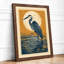 Moonlit Heron Japandi - Framed Print-656985595-656985596