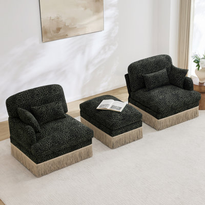 Comfy Chenille Leopard Printing Loveseat Sofa