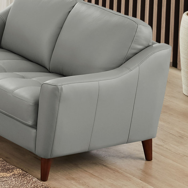 Canapé moderne en cuir Ersa, Gris argenté