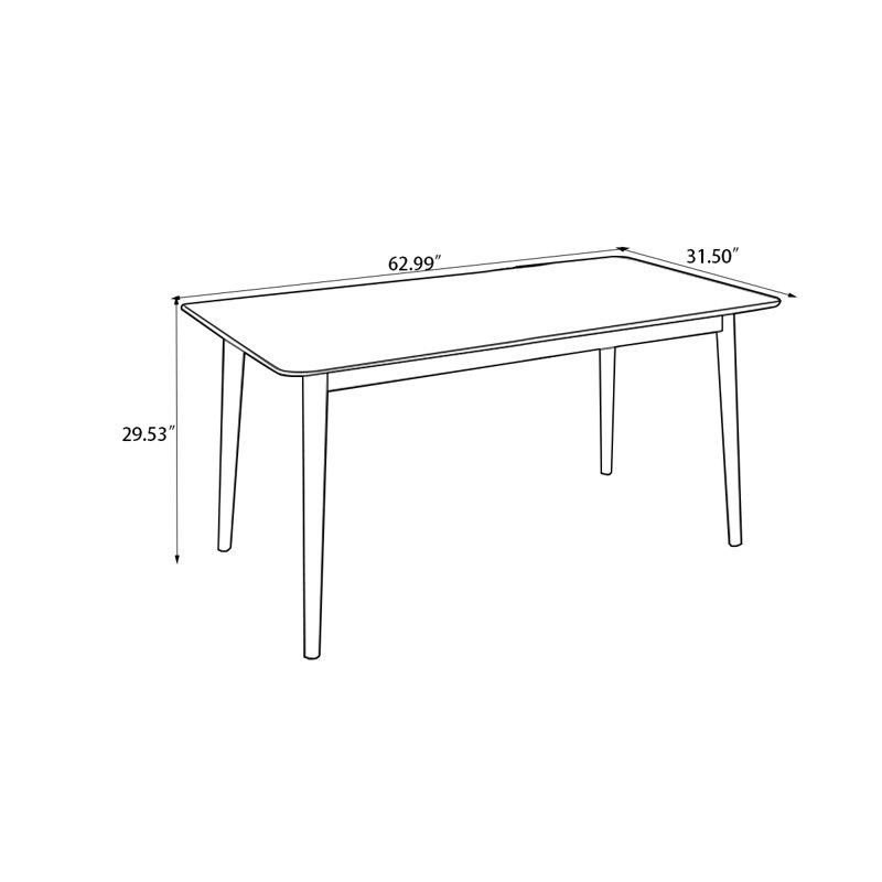 Table de salle à manger Burlywood, H 29,53 po x L 62,99 po x l 31,5 po