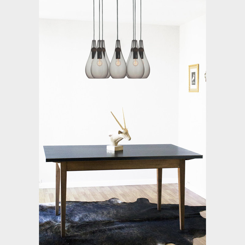 Earth 8 - Light Chandelier, Smoke Glass, Ship Rod, 60" H x 16" W x 16" D