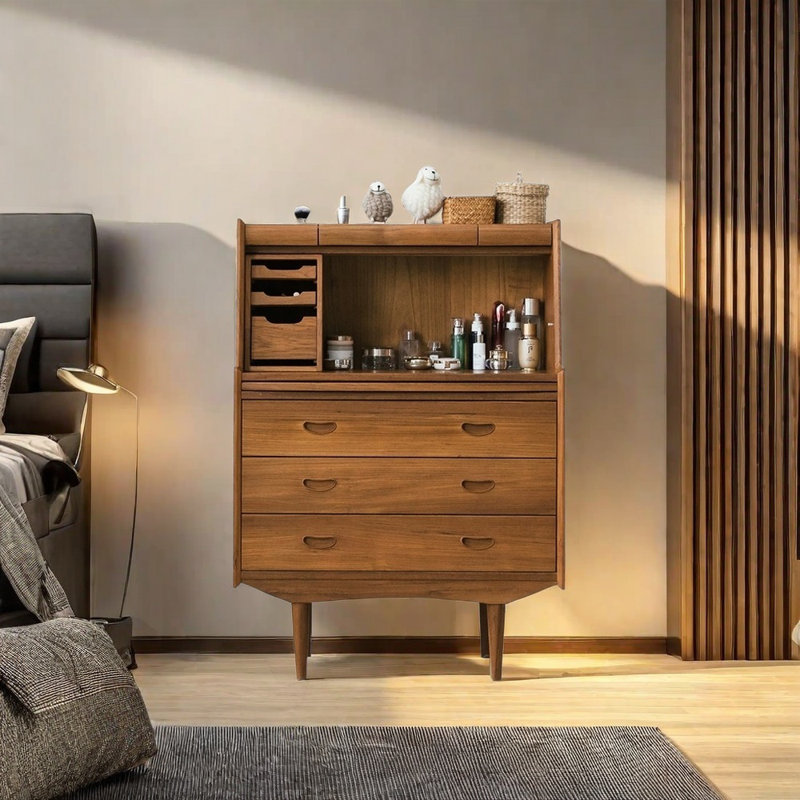 All Solid Wood Multi-Functional Dresser, Brown