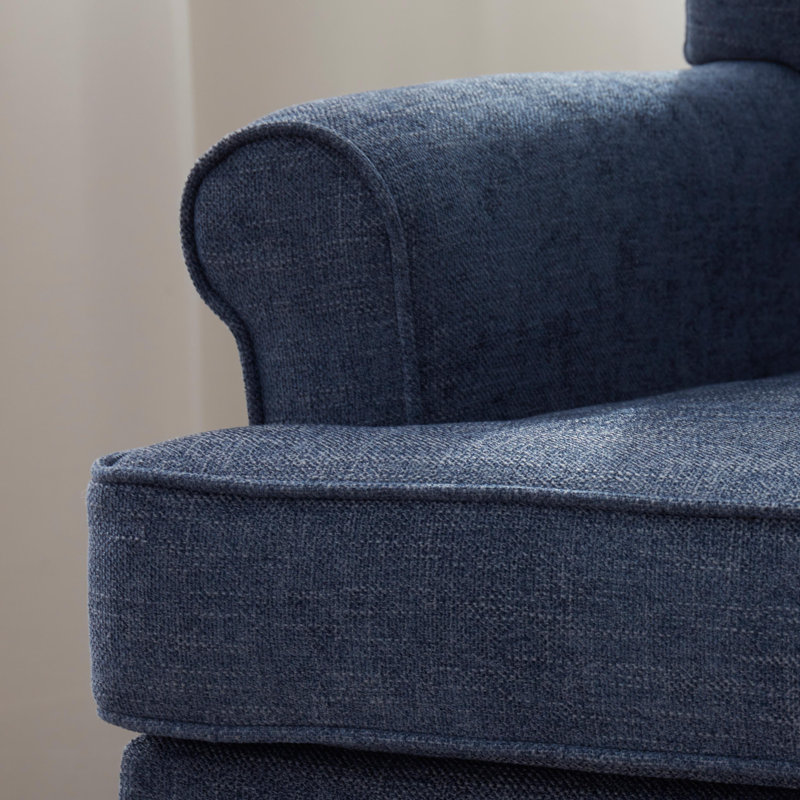 Damiyah Upholstered Wingback Armchair, Navy Blue