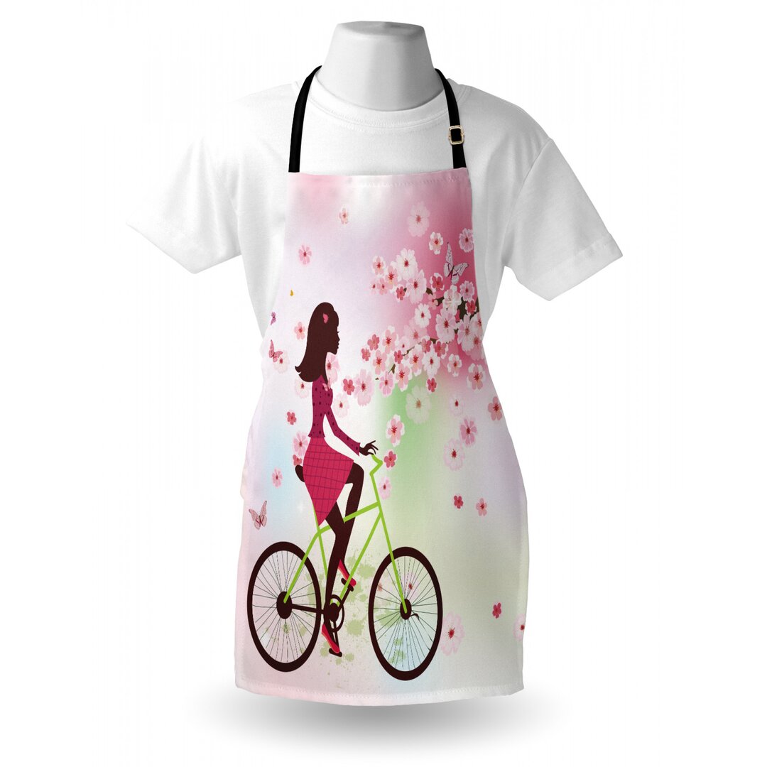 Kochschürze, Kirsche Bloom Lady Bike, Feminin, Grün Rosa