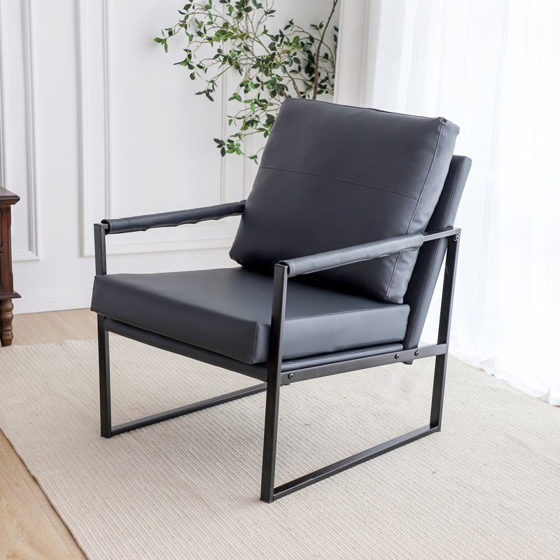 Faux Leather Armchair, Navy Faux Leather
