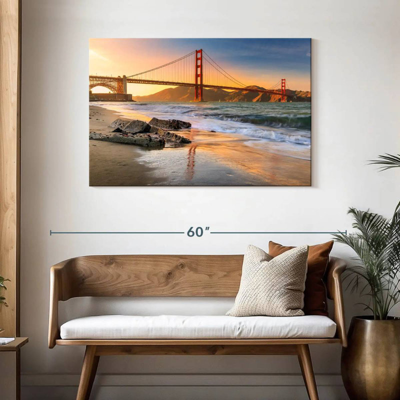 Sunset At Golden Gate Bridge, 30" H x 45" W
