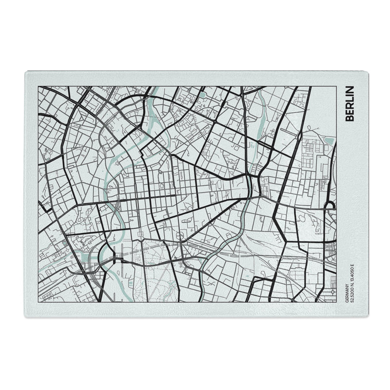 Map Berlin Germany Chopping Board, 20cm W x 28.5cm L