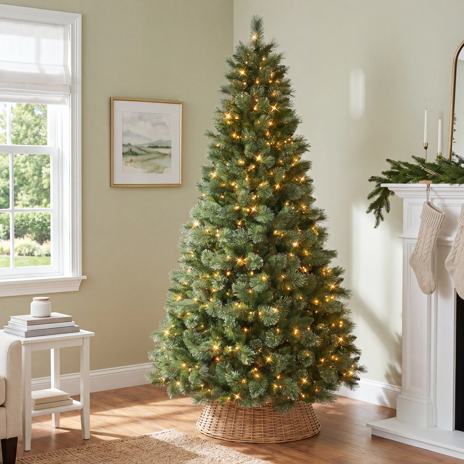 7.5' Pre-Lit Pine Christmas Tree