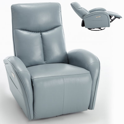 Leatheraire Swivel And Rocker Power Recliner Chair With Lumbar Support, Max Swivel Degree 270°, Heavy Duty Motion Mechanism With Usb And Type-C Ports