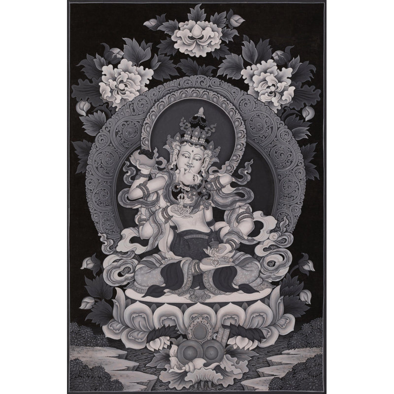 Vajrasattva Yab Yum dans un style Newari Thangka (Thangka sans brocart)