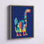 Mid Century Modern Dino Blue by Rachel Lee 3 Birdies Studio Framed Canvas Wall Art Print