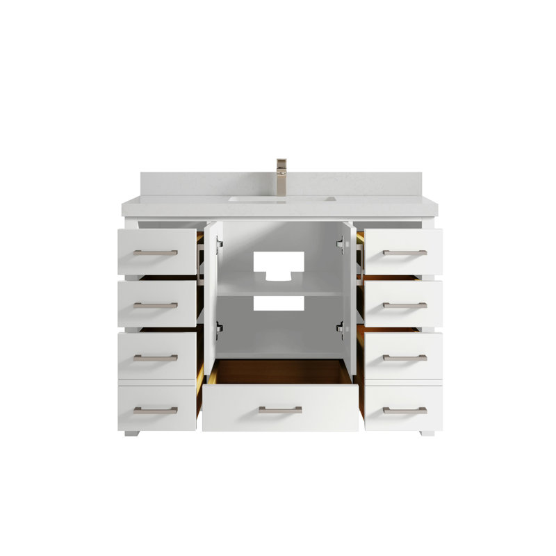 Ensemble de meuble-lavabo simple 48 po Malibu, Quartz de Carrare