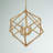 Gold Metal Geometric Caged 4 Light Room Chandelier with Link Style Chain