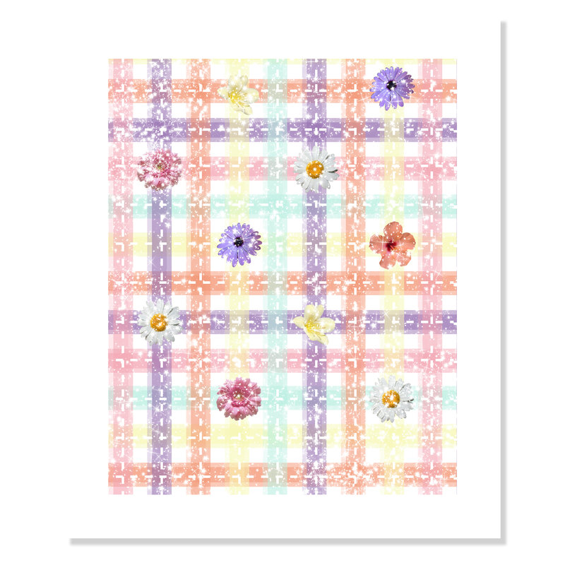 Impression sur papier à carreaux unique avec fleurs, H 10 po x l 8 po x P 1 po, Papier