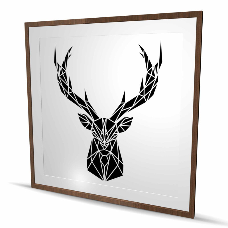 Tête de cerf géométrique - décor de bureau encadré minimaliste