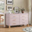 Commode double 6 tiroirs avec poignées en métal et pieds en bois massif, rangement moderne pour enfants et adultes Broxton-130088527