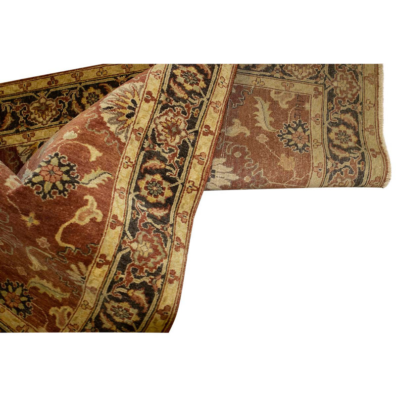 Tapis oriental rouge / gris anthracite / beige en laine 3 pi x 5 pi 1 po Oriental
