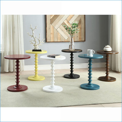 Table basse ronde en bois blanche compacte pour les petits espaces Fonctionnel
