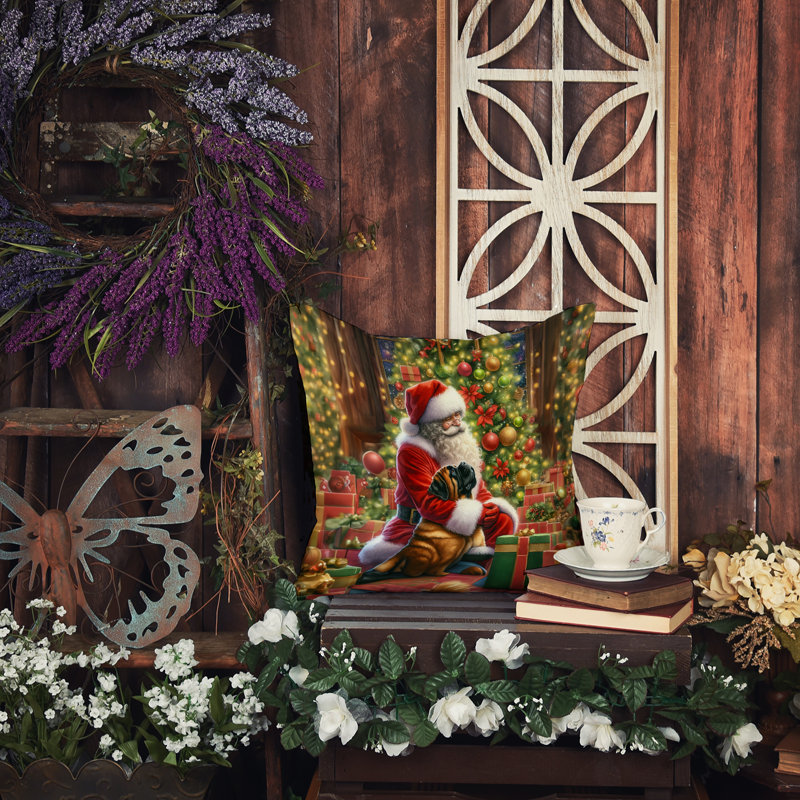 Coussin Mastiff and Santa Claus, H 14 po x l 14 po