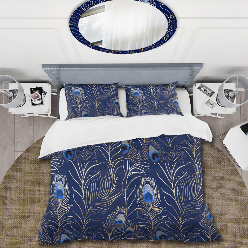 Ensemble de housse de couette Blue Boho Feathers I - Boho, Housse de couette très grand et 2 très grandes t