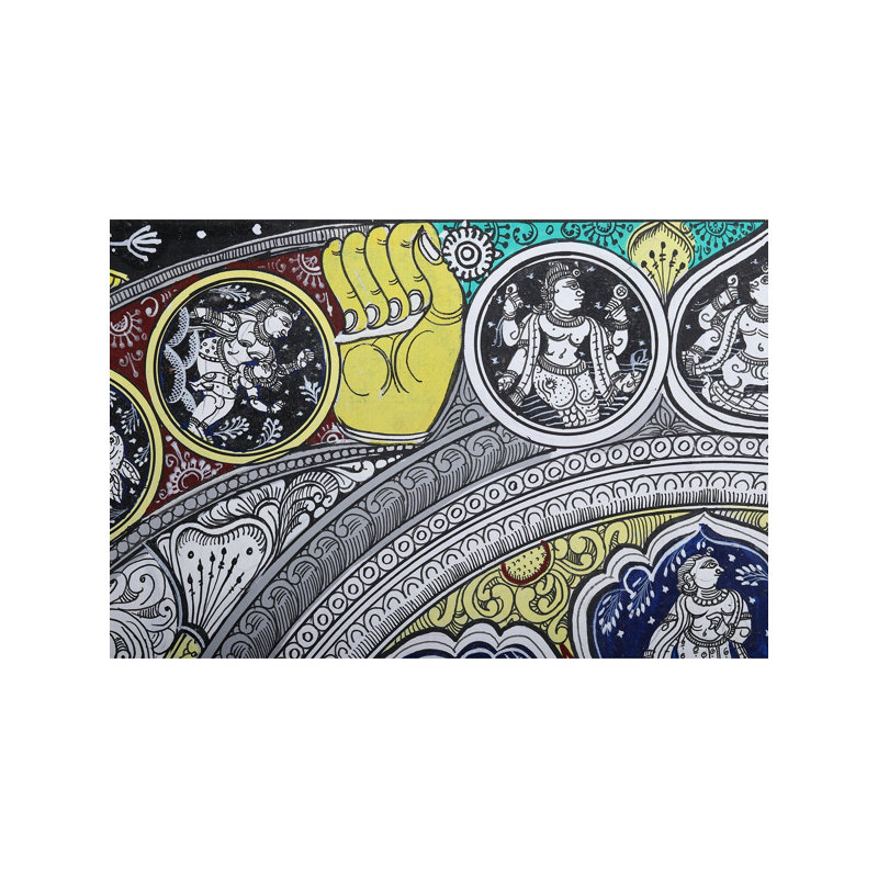 Jagannath Pattachitra, peinture sur toile par Purna Chandra, décoration murale H 39 po x l 23 po Odisha