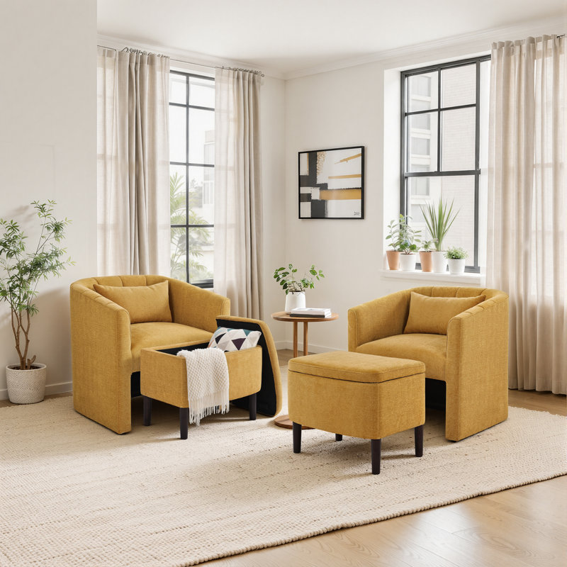 Fauteuil Lane Accent avec pouf de rangement (lot de 2), Ginger