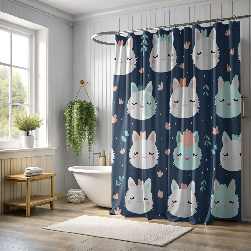 Sweet Kitten Patterns - Rideau de douche standard 1 pièce, H 74 po x l 71 po