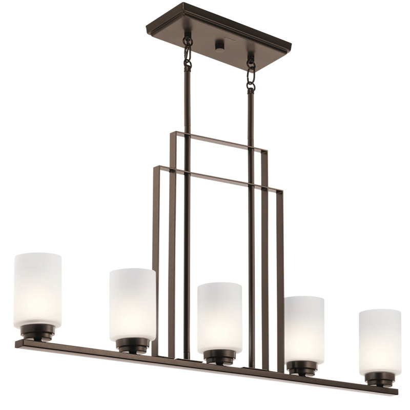 Lustre linéaire à 5 lumières avec abat-jour en verre Kichler 44009 Harvey