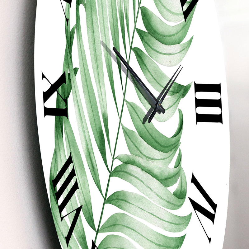 Horloge murale de style tropical feuille tropicale de Monstera II, Très petit