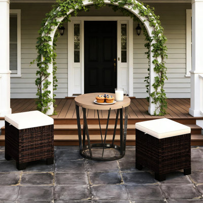 Extérieur beige de 2 personnes, utilisé comme sièges, repose-pieds ou tables, avec et résistant aux intempéries, housses de coussin amovibles, cadre de protection en acier avec quatre coussins de protection, dimensions de 15,7 po, service d'assemblage carré requis
