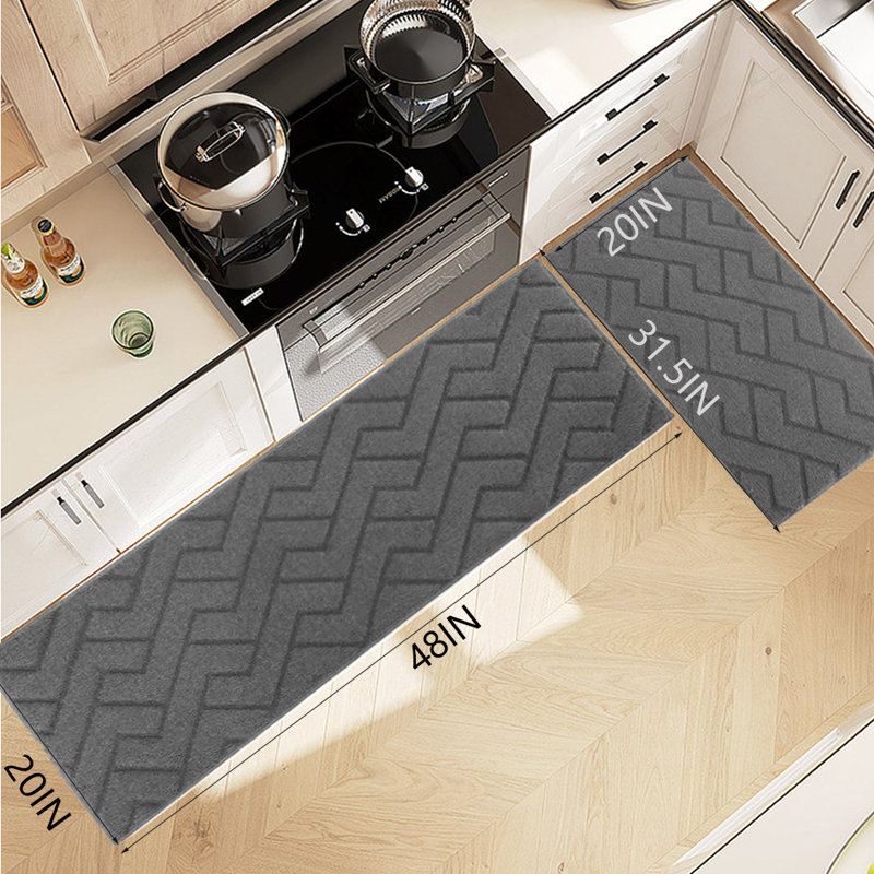Tapis de cuisine antidérapant Weisler, Gris