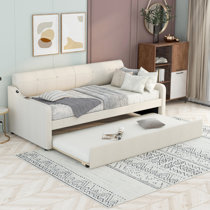 K&b Furniture Hi-Riser Metal Bed with Pop-Up in White