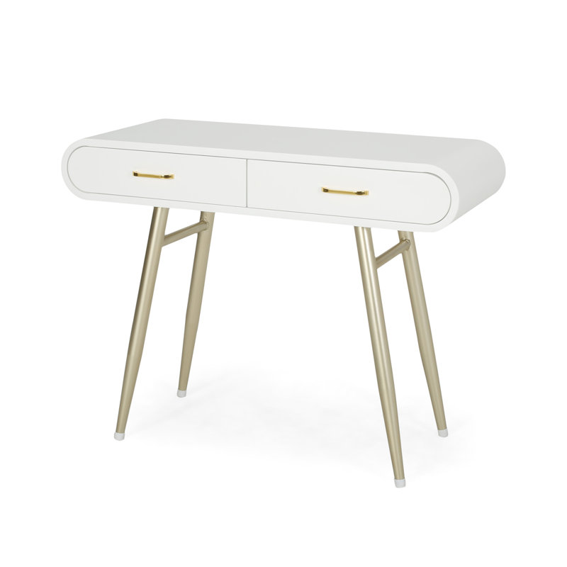 Table d'appoint illuminée - Deux faux bois blancs avec pieds champagne champagne