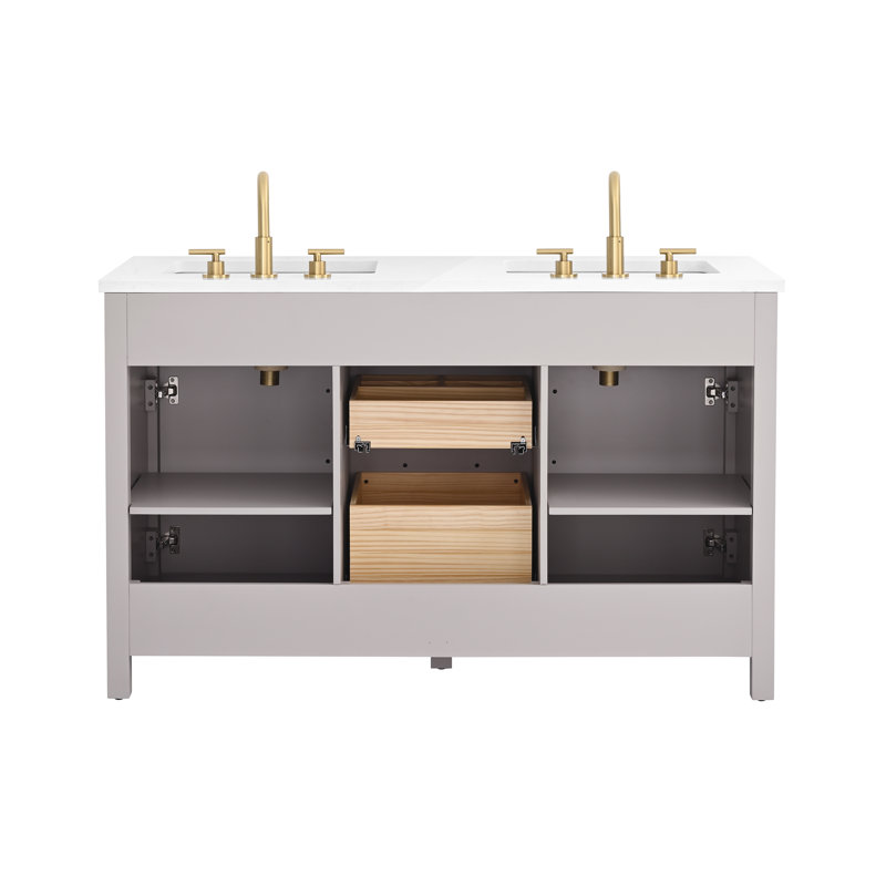 Wenniah 54" Double Vanity, Taupe/Brushed Bronze