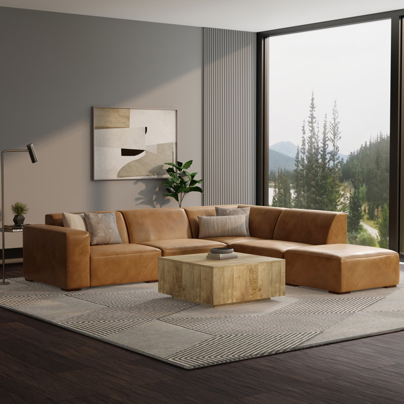 Rex Sectional Sofa and Ottoman, Sienna, Right Hand Facing