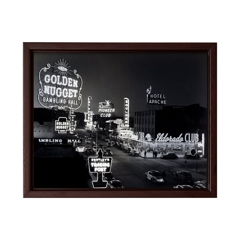 Pépite d'or de Las Vegas, H 08 po x l 10 po, Canevas, Encadrement brun