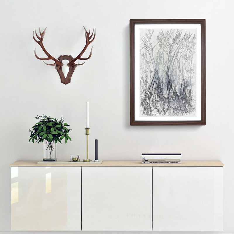 Reflection of Trees in a Forest in Abstract - Picture Frame Graphic Art Print, 65cm H x 48cm W x 2cm D, Walnut Framed