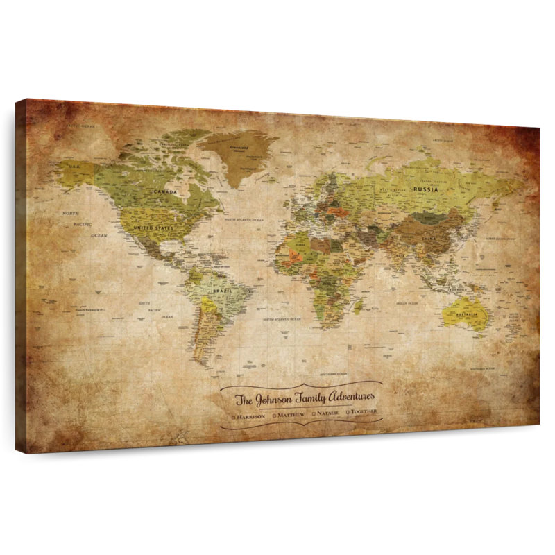 Carte du monde personnalisée, H 26 po x l 39 po, Oui