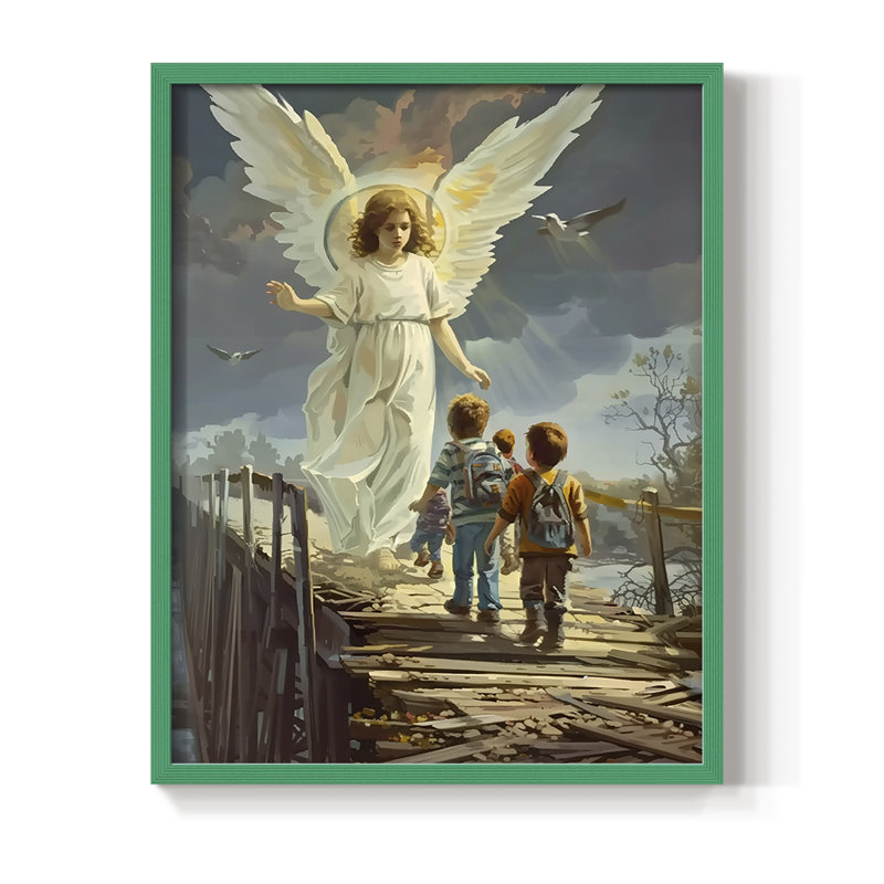 Religious Series CDLVII, reproduction encadrée - bois massif, H 15 po x l 12 po, Vert