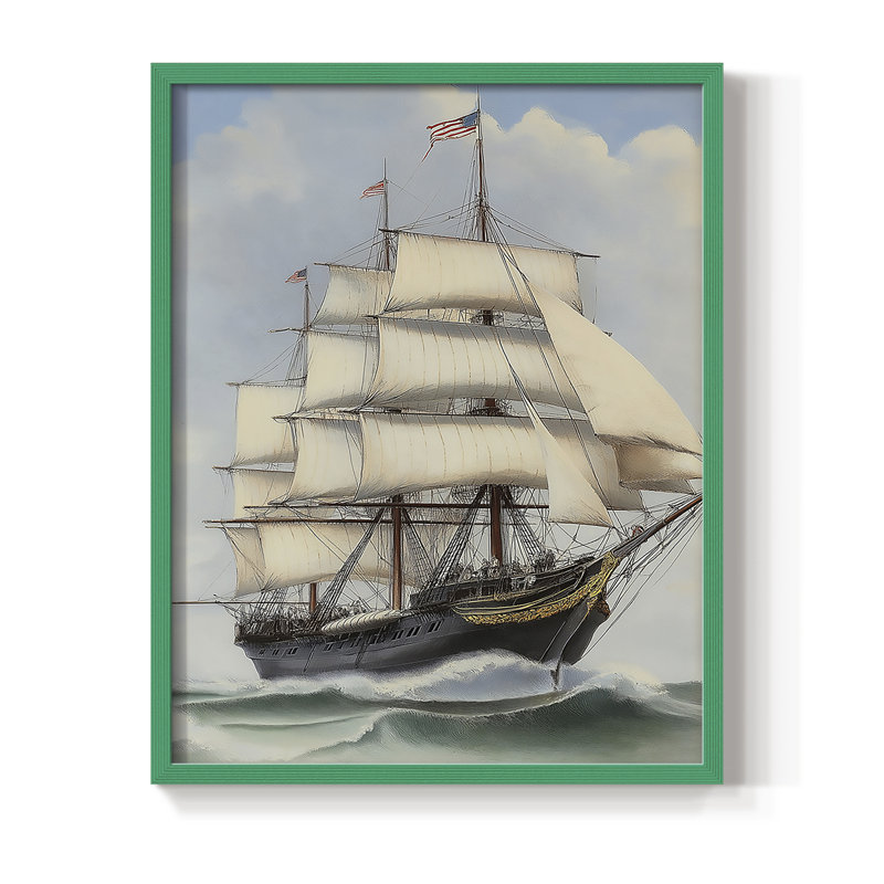 NAUTICAL Series LXVI, reproduction encadrée - bois massif, H 21 po x l 17 po, Vert