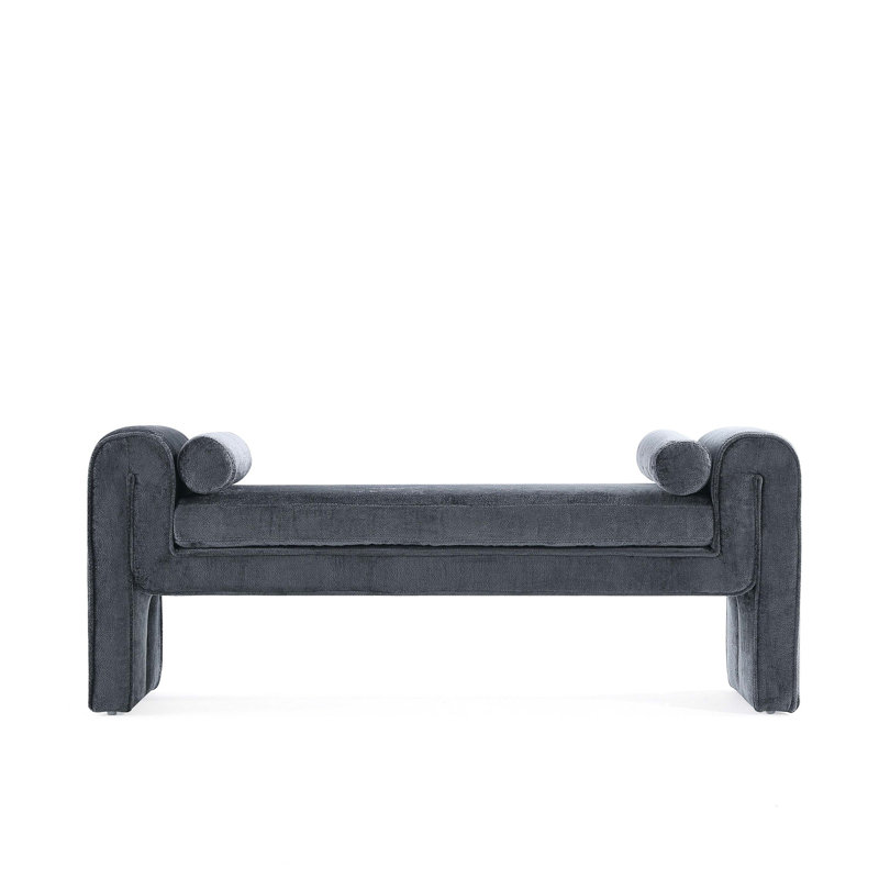 Banc d'appoint rembourré en bois massif 59 po Condord, Noir