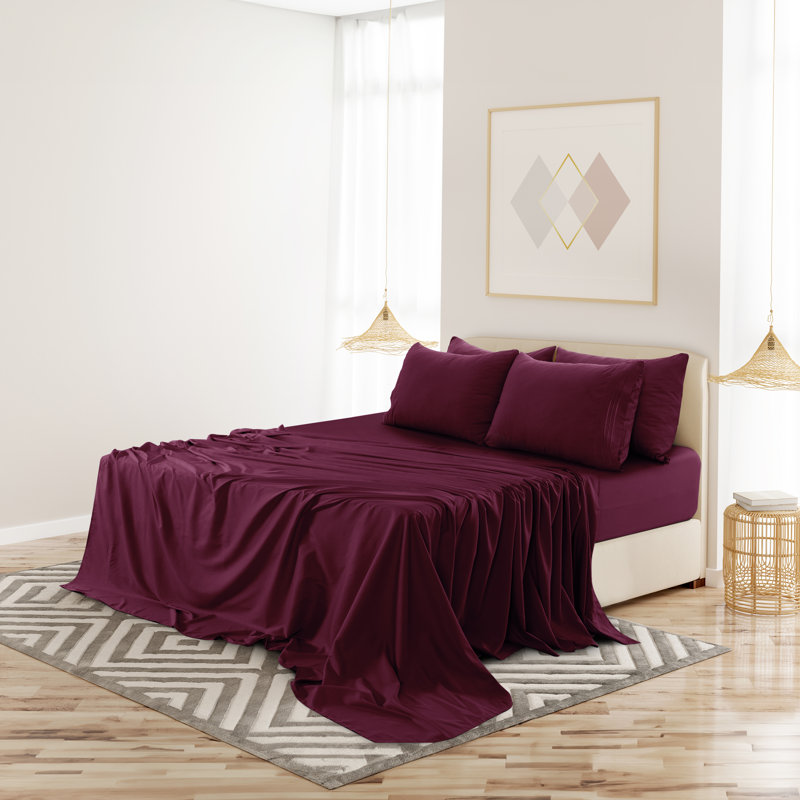 Lux Decor 6-Piece Ultra-Soft Microfiber Sheet Set Deep Pocket Fitted Sheet, Wrinkle & Fade-Resistant, Hotel Quality Bedding