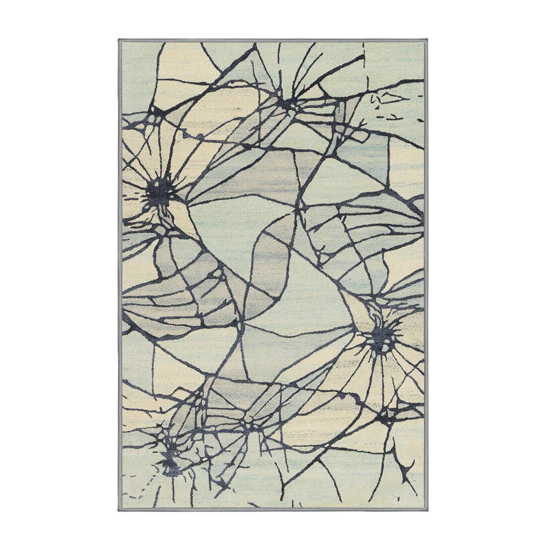 Tapis contemporain gris / vert, Rectangle 8 pi 0 po x 10 pi 0 po