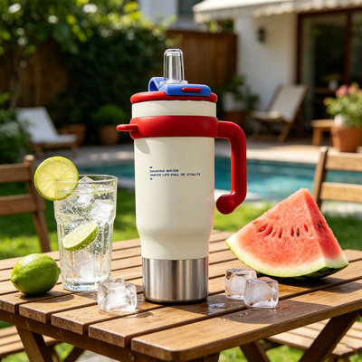 Gobelet isotherme 40 oz avec poignée Iceberg Cup en acier inoxydable grande capacité