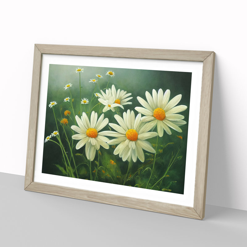 Daisy Flower - Framed Print, 46cm H x 64cm W x 2cm D, Oak