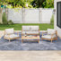 Flora Outdoor 4-Piece Acacia Wood Conversation Set With Cushions