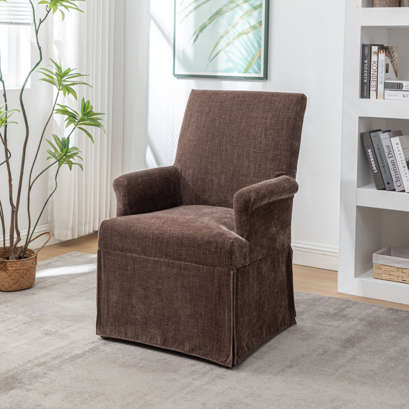 Chaise avec accoudoirs rembourrée Betti, Brun